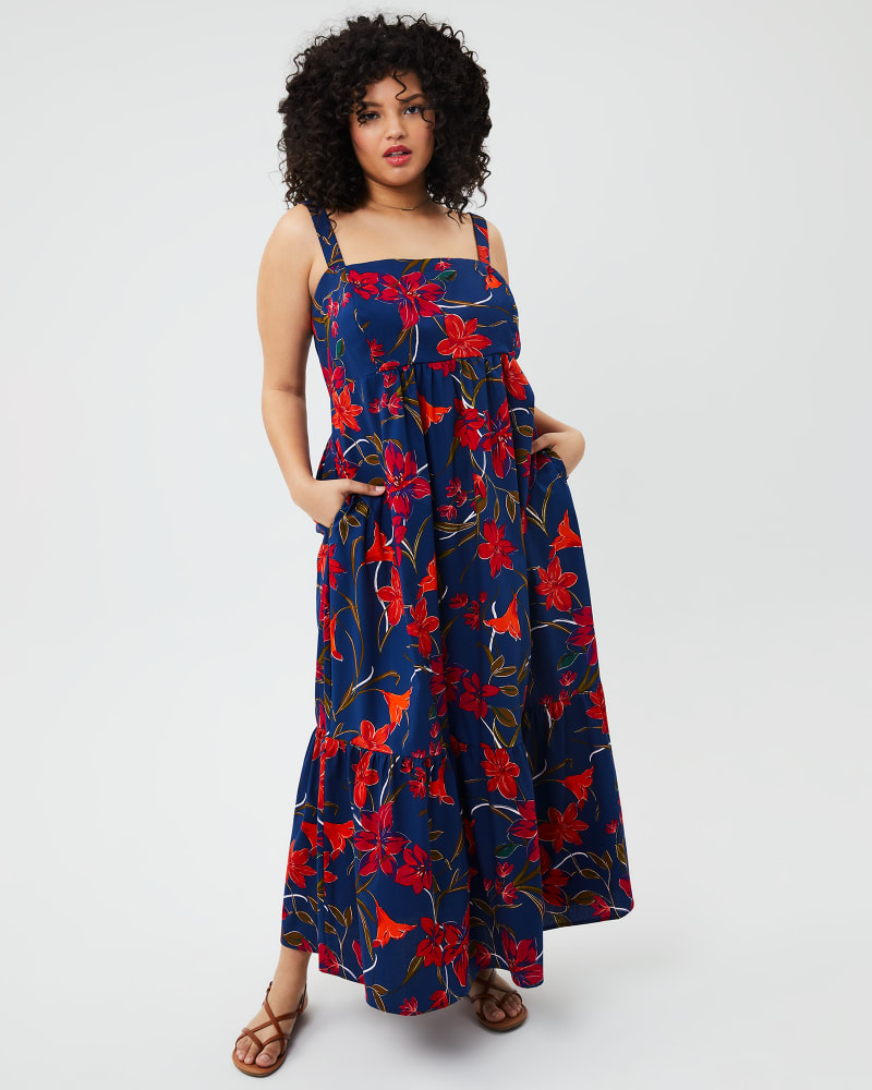 Plus size model with hourglass body shape wearing Claire Tiered Maxi Dress by Adorned | Dia&Co | dia_product_style_image_id:156703
